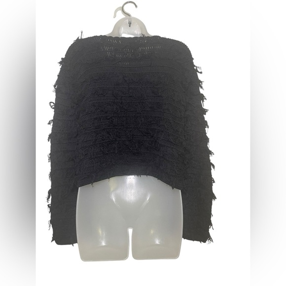 Cleobella Black Fringe Sweater 100% Organic Cotton Size Medium - Picture 4 of 7